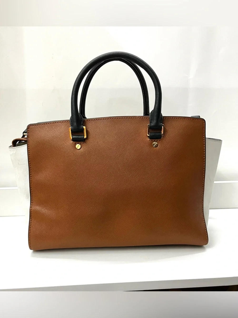 MICHAEL KORS Acorn Colorblock Selma Satchel Tote Shoulder Bag